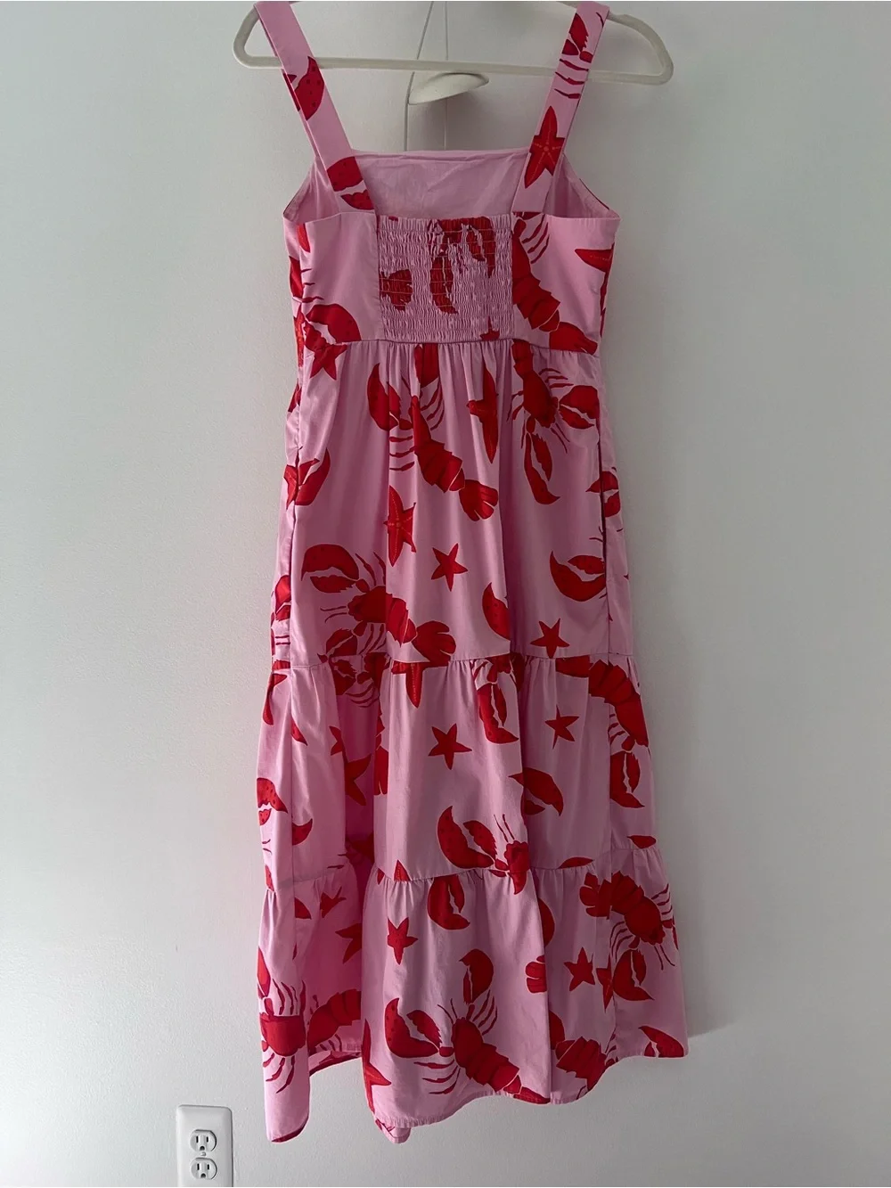 J. Crew Pink Midi Dress with Red Lobster Print size 4